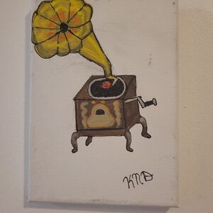 Vintage Style Gramophone Canvas Art